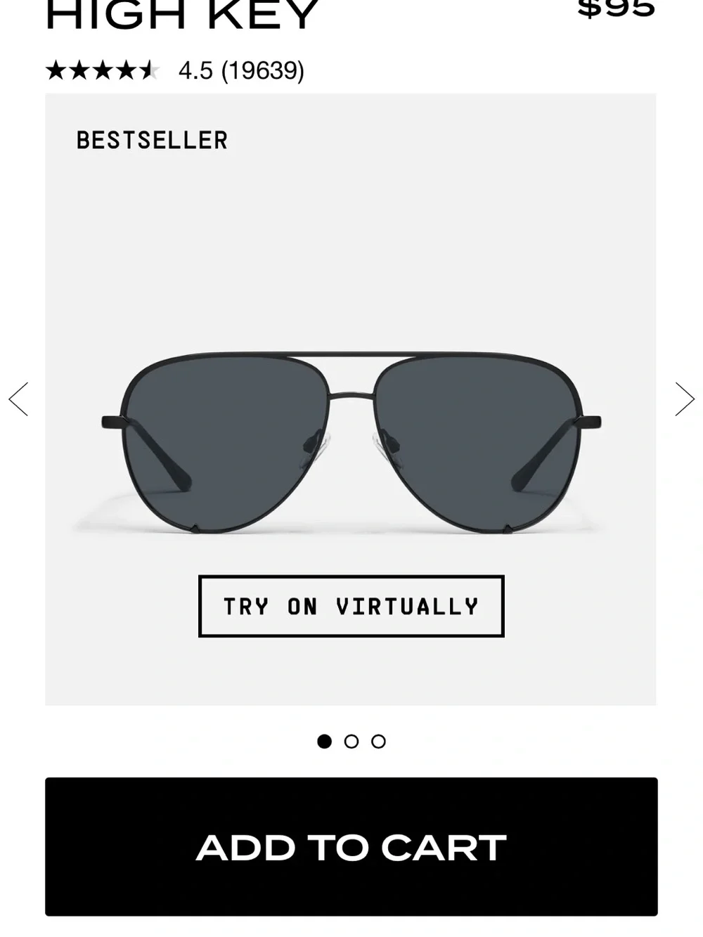 Quay Australia Extra Large High Key Black/Smoke Aviator Sunglasses